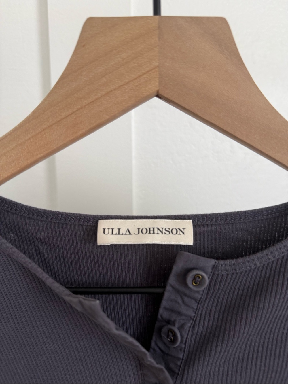 Ulla Johnson Grey Ribbed Puff Sleeve Top - Picture 2 of 4